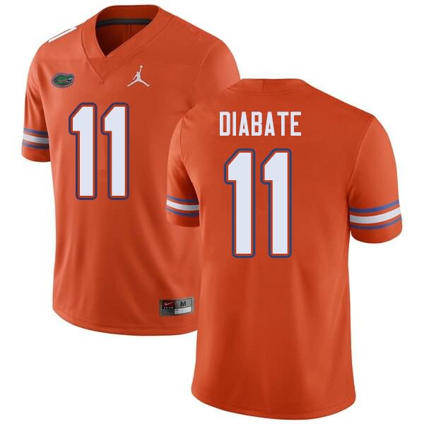 NCAA Florida Gators Mohamoud Diabate Men's #11 Jordan Brand Orange Stitched Authentic College Football Jersey CHN1264OE